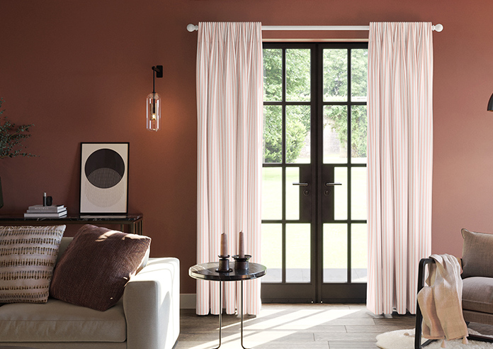Lace Stripes, Coral - Made to Measure Curtains - Image 3